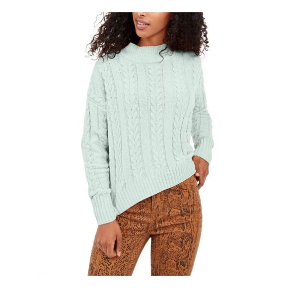 HIPPIE ROSE Sweater Mock Turtle Neck Cable Knit Long Sleeve Medium - Picture 1 of 3